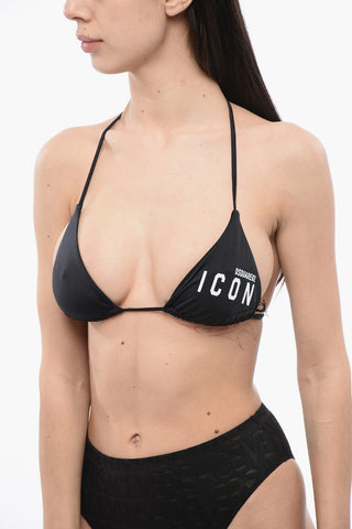 Bikini Top with Logo Print