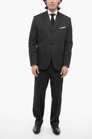 3-Button Cotton-Blend Suit with Flap Pockets