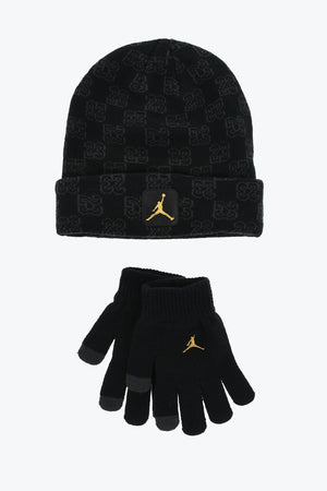 Beanie and Gloves Set with All-Over Logo