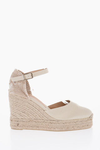 Organic Cotton CAROL Ankle-Strap Espadrilles with Wedge 10cm