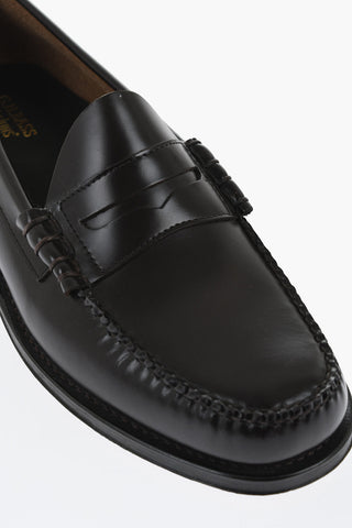 Solid Color Leather Penny Loafers