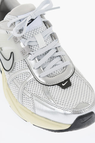 Mesh V2K RUN Low Top Sneakers with Metallic Faux Leather Trims