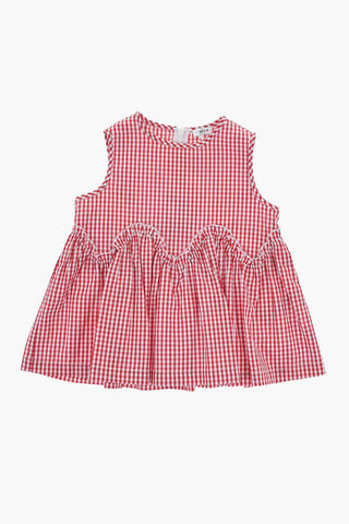 Top in Cotone a Quadri con Zip sul Retro