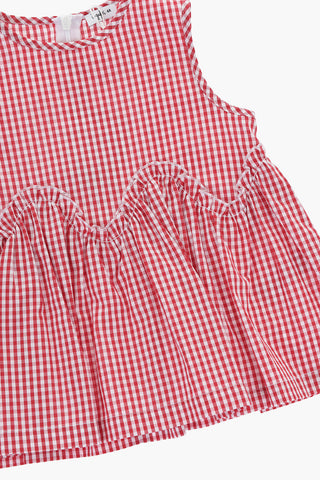 Top in Cotone a Quadri con Zip sul Retro