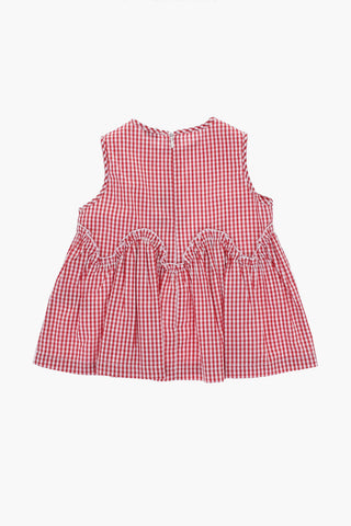 Top in Cotone a Quadri con Zip sul Retro