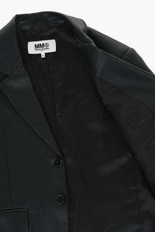 MM6 Vegan Leather Jacket with 2 Buttons and Flap Pockets