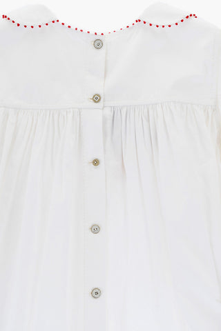 Vestito in Cotone con Rouches e Colletto Peter Pan