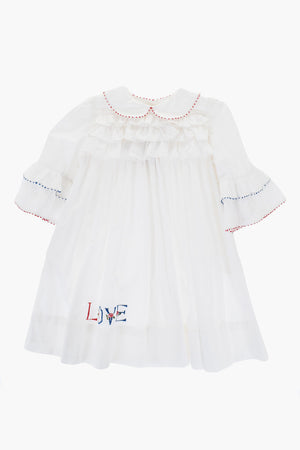 Vestito in Cotone con Rouches e Colletto Peter Pan