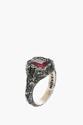 MATERIC Burnished Silver Signet Ring with Rectangular Stone