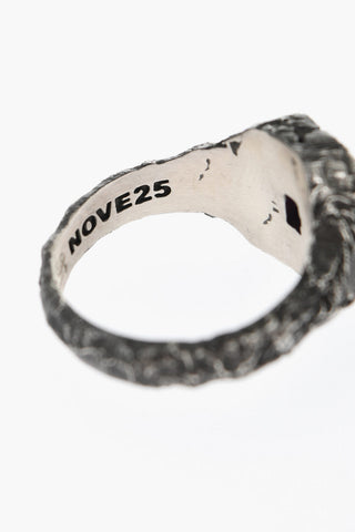 MATERIC Burnished Silver Signet Ring with Rectangular Stone
