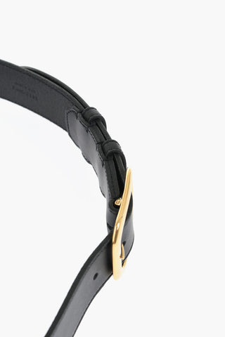 Solid Color Leather Belt with Golden Effect Closure 35mm