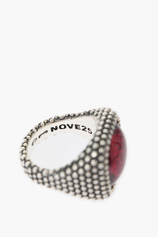 Dotted Square Signet Ring with Corundum Stone