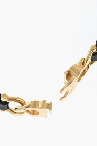 Adjustable Leather TRIOMPHE Belt with Golden Effect Details 20mm