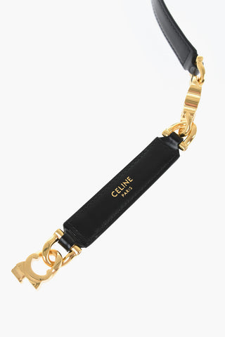 Adjustable Leather TRIOMPHE Belt with Golden Effect Details 20mm