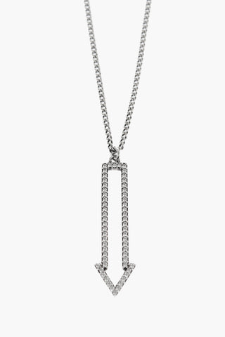 Brass Necklace with Arrow-Shaped Rhinestone Pendant