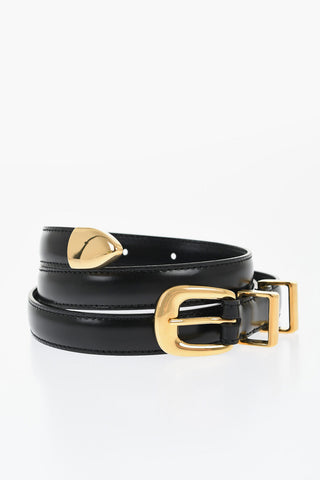 Solid Color Leather Belt with Golden Effect Closure 20mm