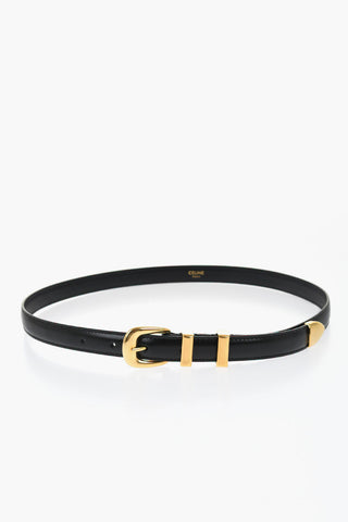 Solid Color Leather Belt with Golden Effect Closure 20mm