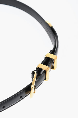 Solid Color Leather Belt with Golden Effect Closure 20mm