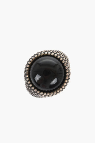 Dotted Oval Signet Ring with Onyx Stone