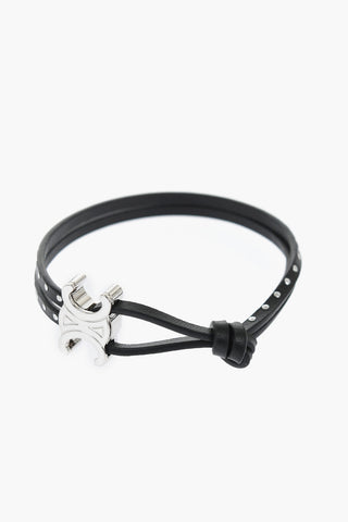 Braccialetto TRIOMPHE In Pelle Borchiata con Monogram 