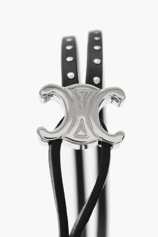 Braccialetto TRIOMPHE In Pelle Borchiata con Monogram 