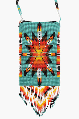 Glass Beaded Crossbody Bag with Morning Star