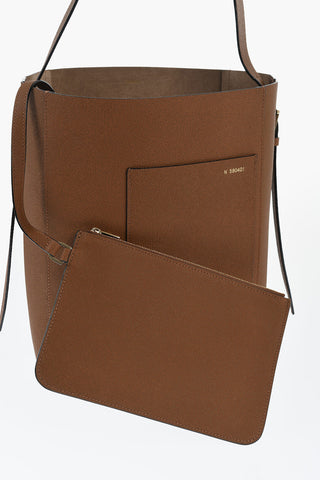 Textured Leather Shoulder Bag with Buckle Detail