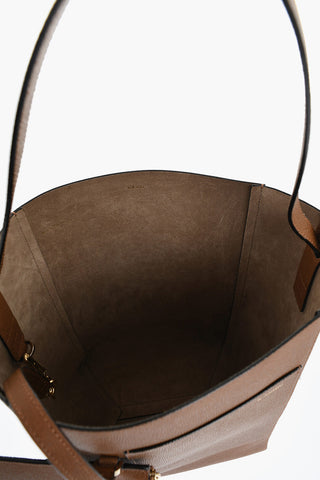 Textured Leather Shoulder Bag with Buckle Detail