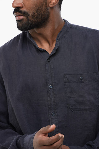 Korean Neckline Linen Shirt