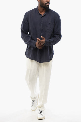 Korean Neckline Linen Shirt