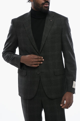 CC COLLECTION Virgin Wool Suit with Check Pattern