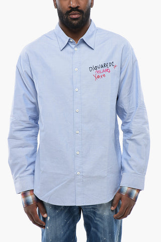 Embroidered Shirt OXFORD with Double-Fabric Sleeves
