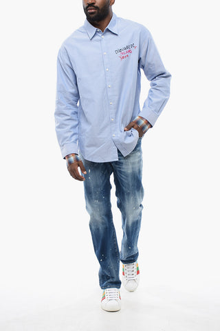 Embroidered Shirt OXFORD with Double-Fabric Sleeves