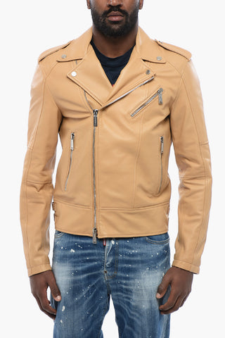 Chiodo in Pelle con Tasche a Zip