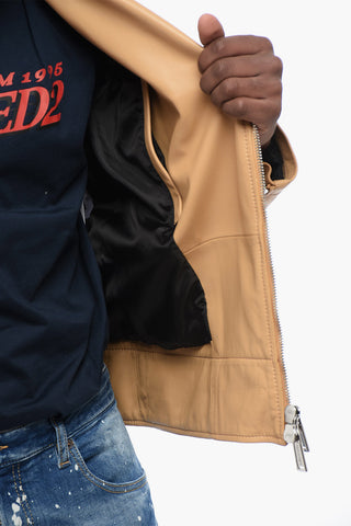 Chiodo in Pelle con Tasche a Zip