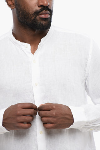 Korean Neckline Linen Shirt