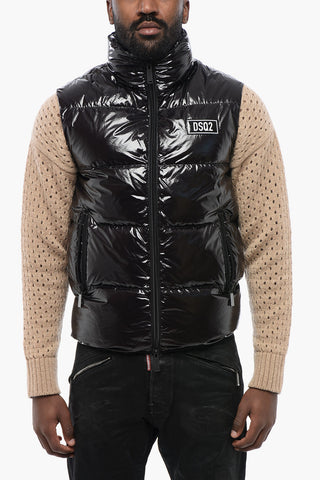 Piumino Smanicato in Nylon con Logo