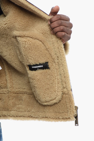 Craquelé Leather Shearling Jacket