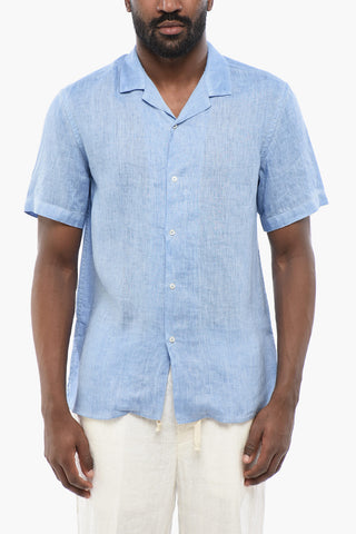Camicia A Maniche Corte In Lino