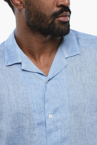 Camicia A Maniche Corte In Lino