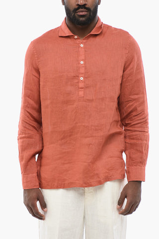 Polo Neckline Linen Shirt