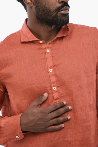 Polo Neckline Linen Shirt