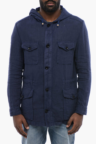 Linen Sahariana Overshirt with Hood