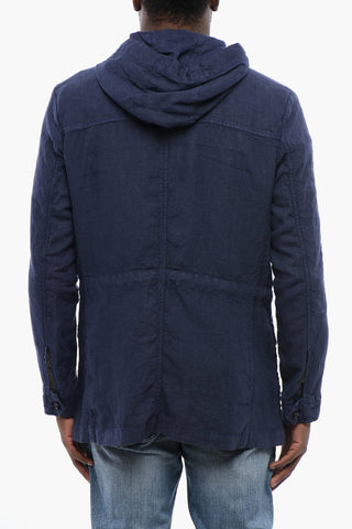 Linen Sahariana Overshirt with Hood