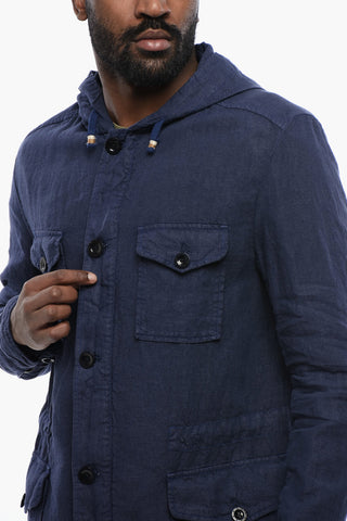 Linen Sahariana Overshirt with Hood