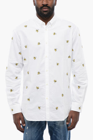 Button-Down-Hemd mit Bananenstickerei