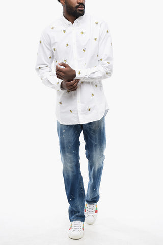 Button-Down Shirt with Banana Embroidery