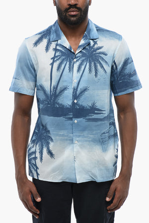 Short-Sleeved Shirt with Palm Print