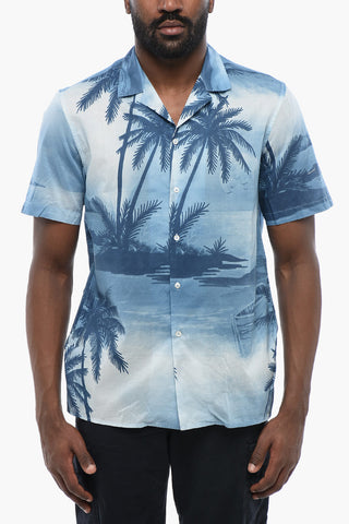 Short-Sleeved Shirt with Palm Print