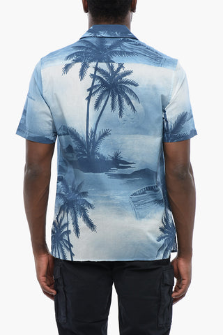 Short-Sleeved Shirt with Palm Print
